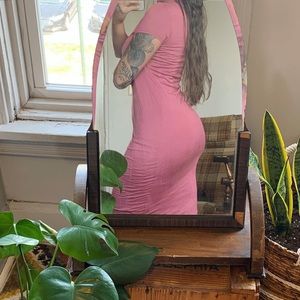 Rosy Pink Bodycon Midi Dress